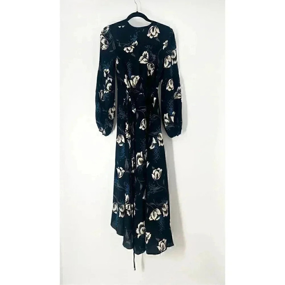 $398 Christy Dawn The Bergen Wrap Maxi Dress Womens Small Blue Floral Flowy - Picture 3 of 12